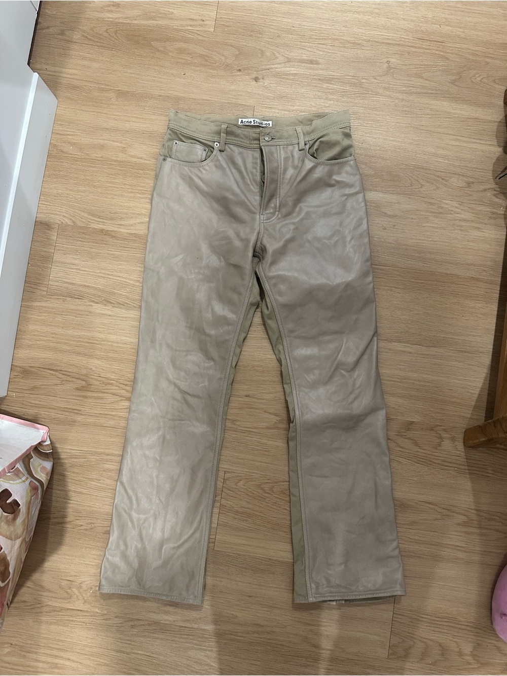 Acne studio Beige Women's Leather Jeans